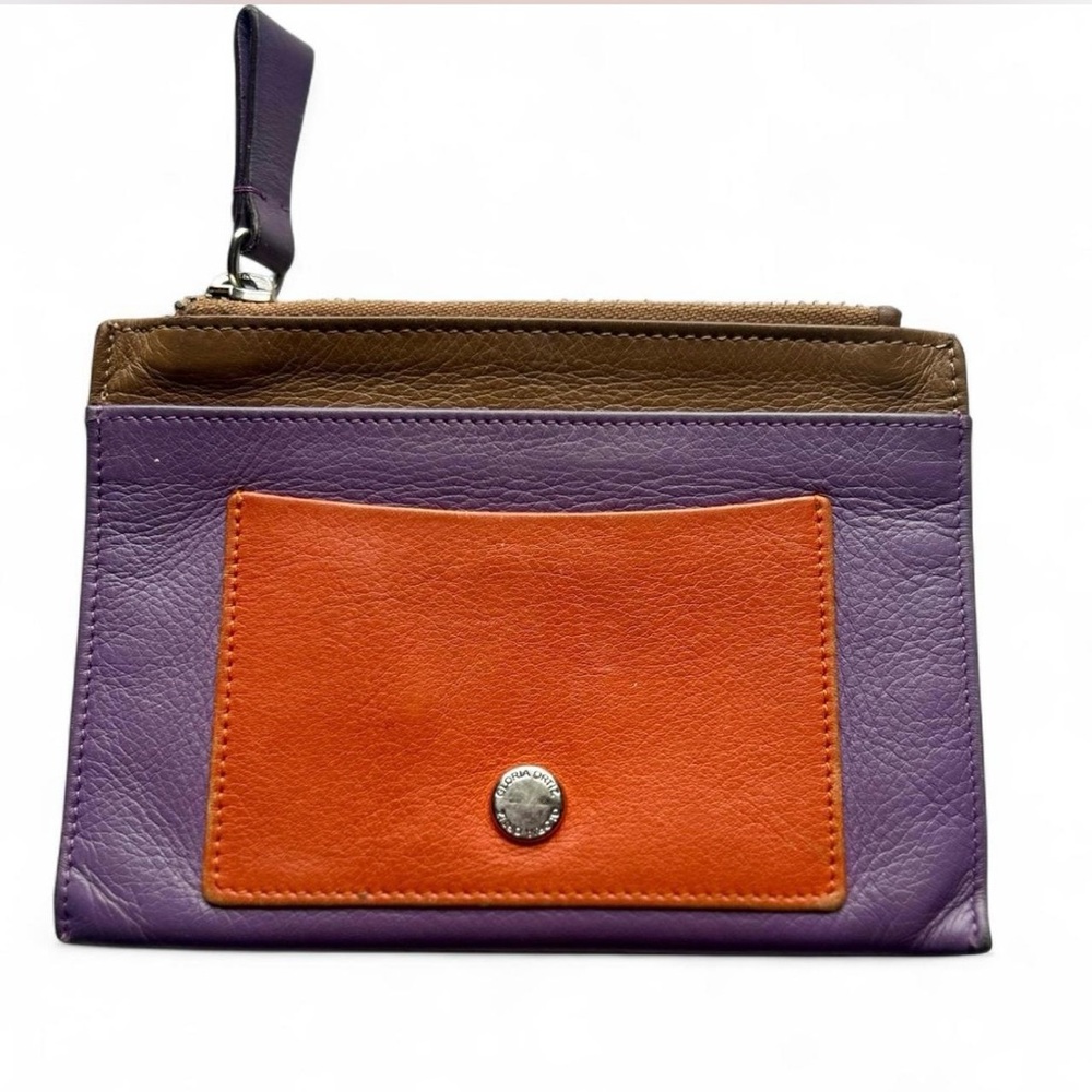 Stylish Purple and Orange Leather Wristlet